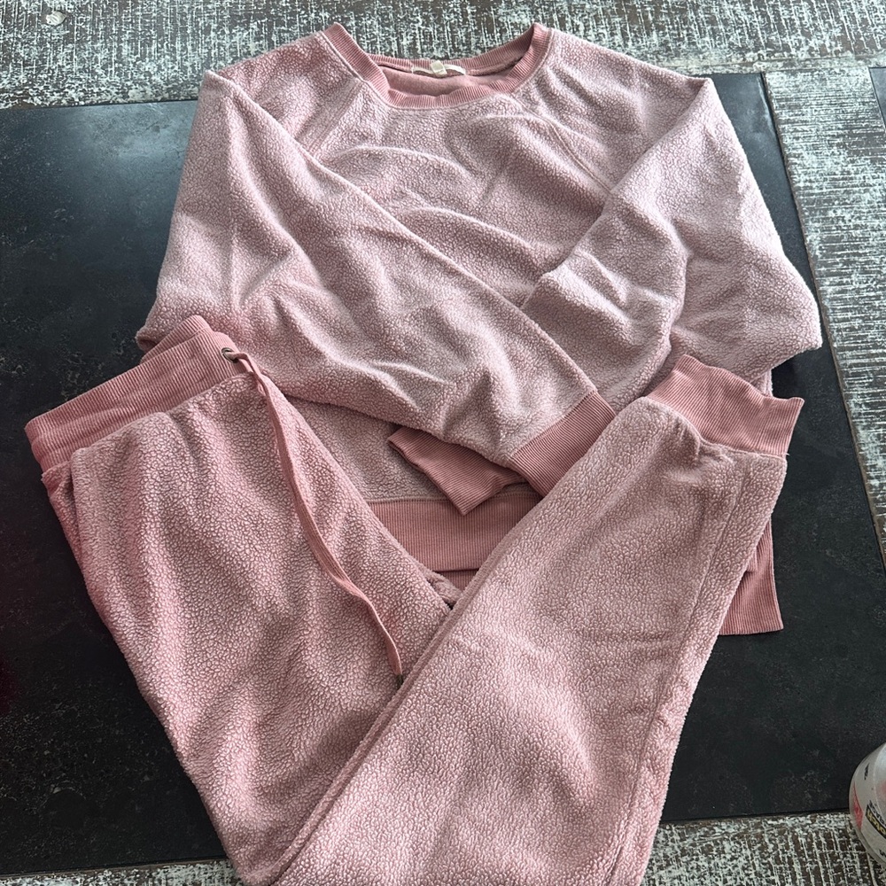 Z SUPPLY PINK TEDDY SET TOP SZ M BOTTOM SZ S